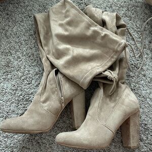 Women's Tan Suede Thigh High Boots
